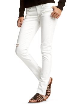 Women: Always skinny white destructed jeans - white
