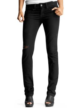 Women: Always skinny black destructed jeans - black