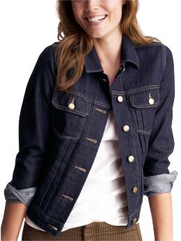 Women: Pleated denim tall jacket - rinse