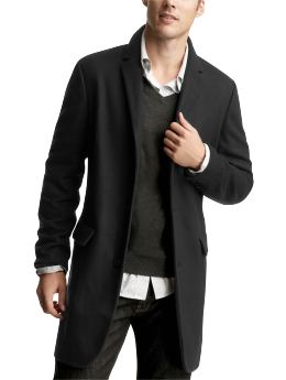 Men: Wool-blend overcoat - true black