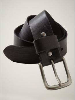 Men: Black leather belt - black