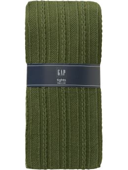 Women: Cable knit tights - chives