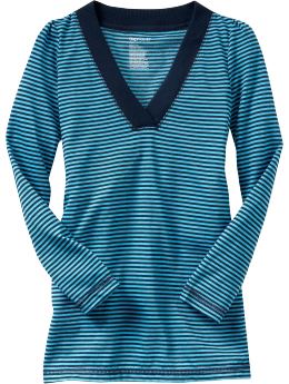 GapKids: Striped v-neck tunic top - blue galaxy