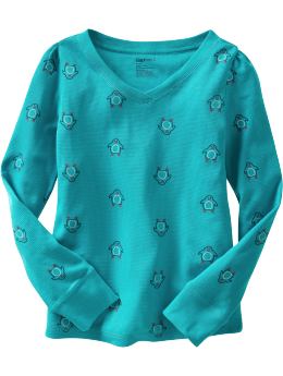 GapKids: Printed V-neck waffle knit T - new bright sea