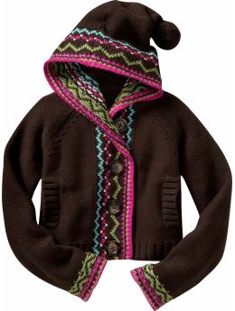 GapKids: Fairisle hooded cardigan - milk chocolate