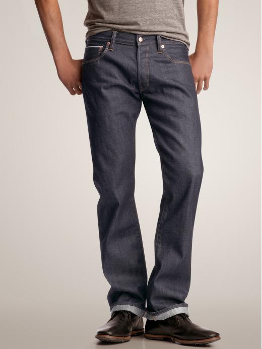 Gap Mens Selvage Straight Fit Jeans Rigid Rinse