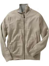 Zip-front mock-neck cardigan