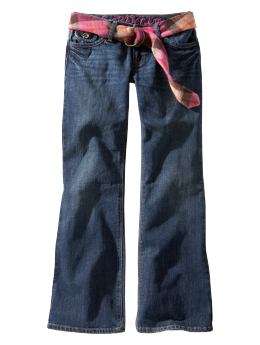GapKids: Plaid belted boot cut jeans - denim