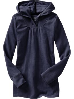 Women: Button waffle knit tunic - blue galaxy
