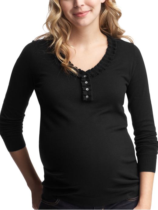 GapMaternity: Ruffle henley sweater - true black