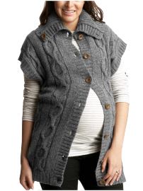 Funnelneck cable cardigan