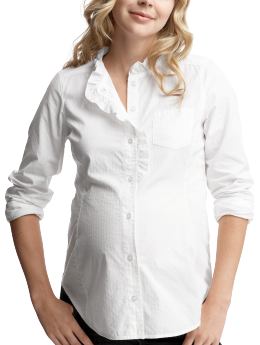 GapMaternity: Ruffled textured-stripe shirt - optic white