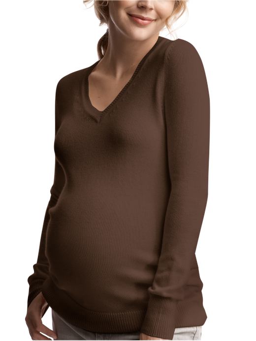 GapMaternity: Classic V-neck sweater - heath brown