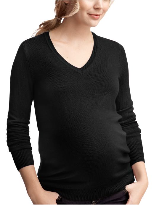 GapMaternity: Classic V-neck sweater - true black