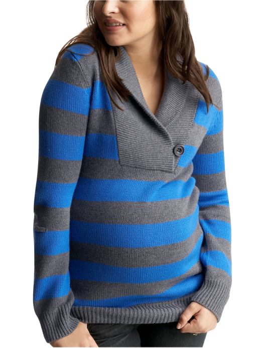GapMaternity: Striped shawl neck sweater - heather gray