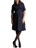 Trapunto knit shirt dress