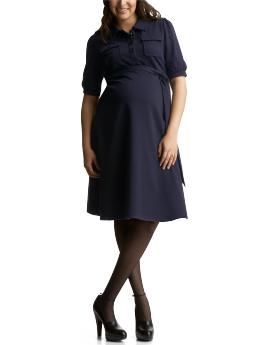 Trapunto knit shirt dress