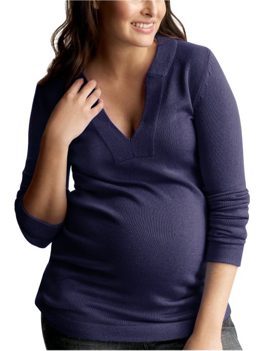 GapMaternity: Notched V-neck sweater - new navy