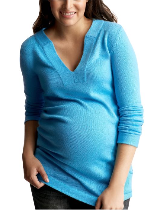 GapMaternity: Notched V-neck sweater - fiesta blue