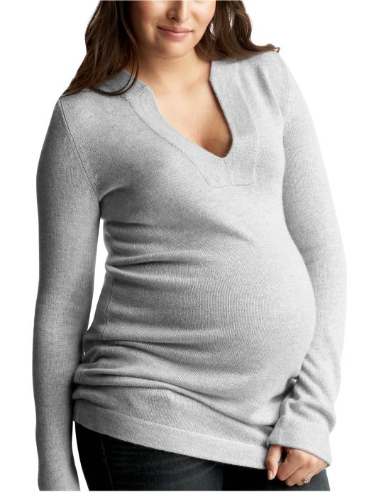 GapMaternity: Notched V-neck sweater - heather gray