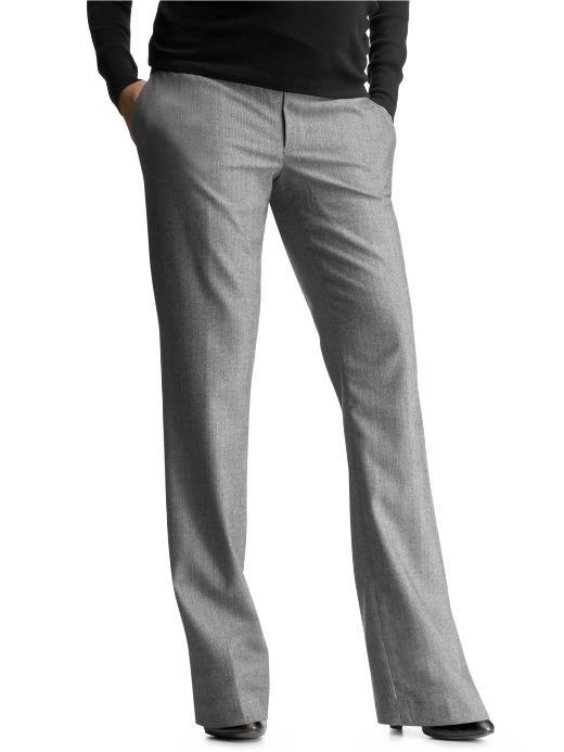GapMaternity: Roll panel straight tweed pants - gray yarn dye