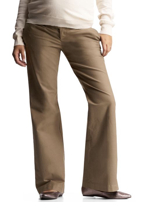 GapMaternity: No panel hip slung flare buckle pants - hazel