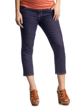 Demi panel straight cropped jeans (dark wash)