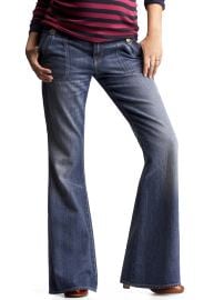 Back panel flare jeans (distressed wash)