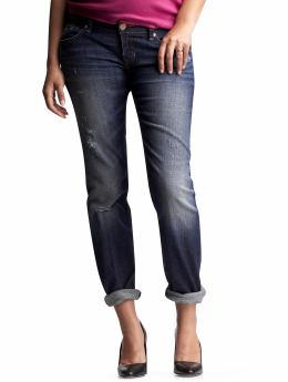 Back panel easy straight jeans (distressed wash)