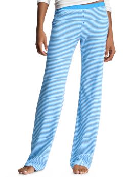 Women: Thin-striped pajama pants - striped lapis