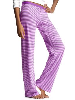 Women: Thin-striped pajama pants - striped razzleberry