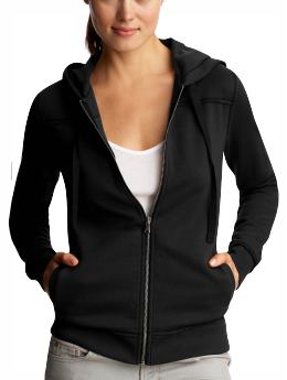 Women: Fleece hoodie - true black knit