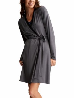 Women: Supersoft lacy short robe - deep fog