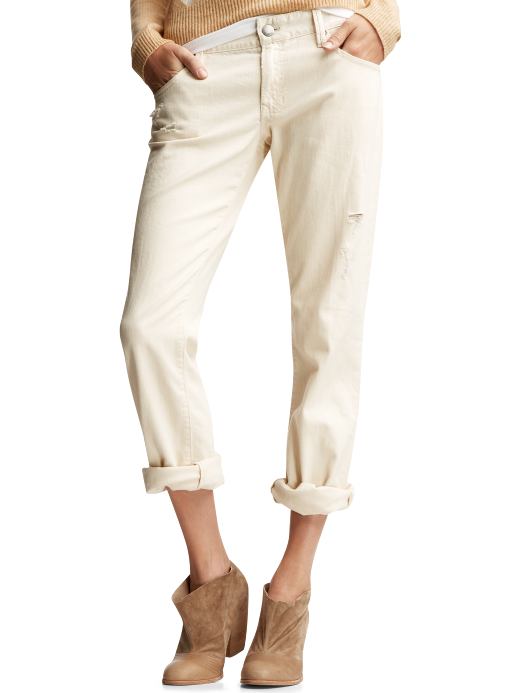 Gap Destructed Boyfriend Jeans (Cream Wash)