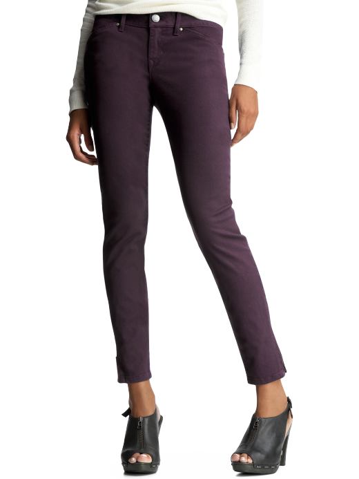 Women: Skinny ankle zipper jeans - vineyard