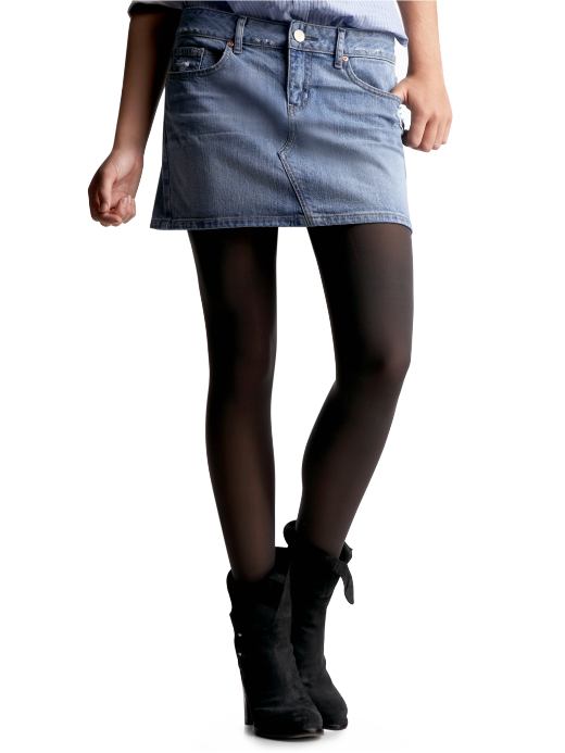 Women: Destructed denim mini skirt - medium destructed denim