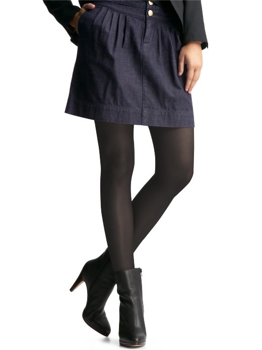 Women: Pintucked denim skirt - dark