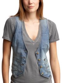 Shrunken denim vest