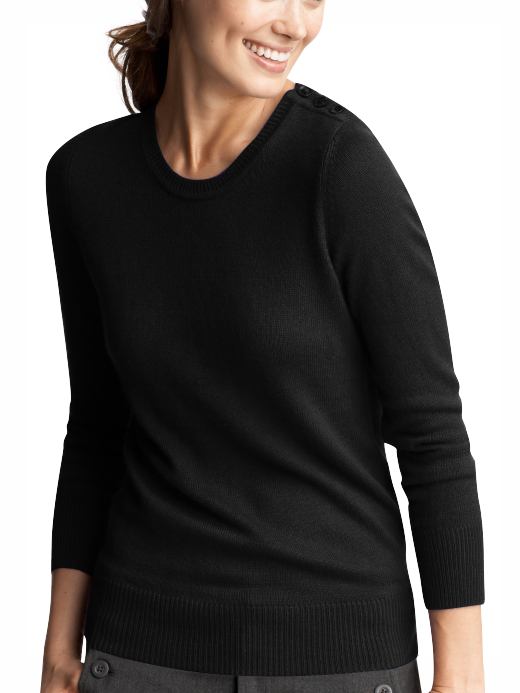 Gap Petite Button Placket Crewneck Sweater