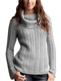 Women: Open-knit cowl sweater - heather gray