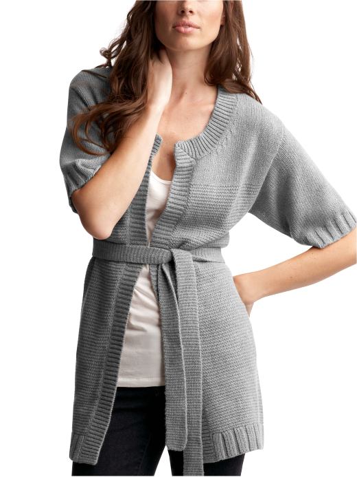 Gap Cropped-Sleeve Long Cardigan