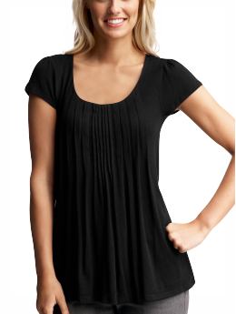 Women: Pleated top - true black knit