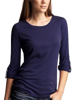Button cuff roll-up T