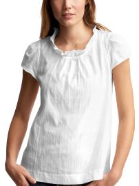 Ruffle neck dobby blouse