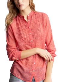 Mini-floral pintucked-bib shirt