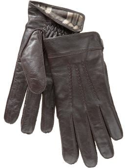 Men: Leather gloves - brown