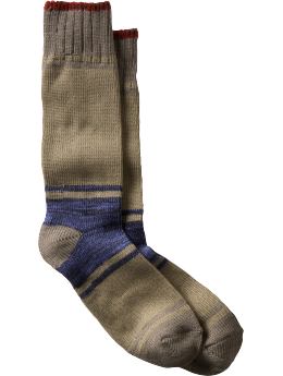 Men: Color blocked crew socks - moss