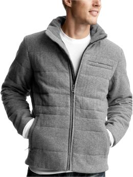 Men: Wool puffer jacket - gray