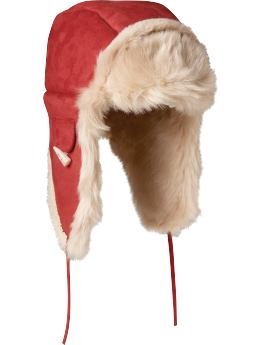 Women: Faux-fur trapper hat - cinnabar red