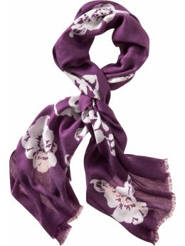 Women: Soft floral scarf - razzleberry